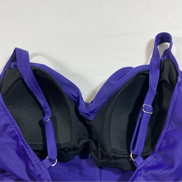 Croft Barrow One piece swimsuit Size 14 purple adjustable straps Spandex Swim - Picture 4 of 10